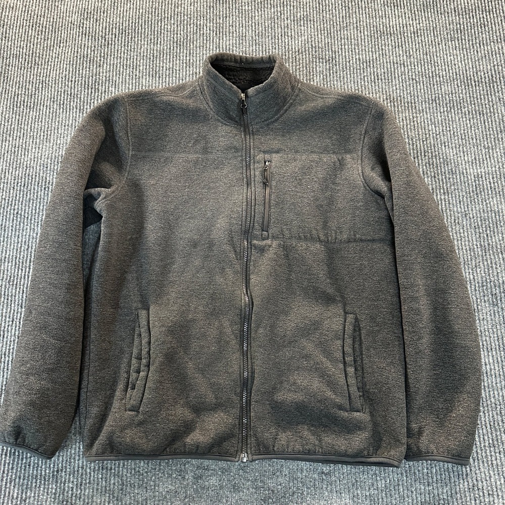 32 Degrees Mens Heat Full Zip Fleece Jacket Large Grey Sherpa Lined